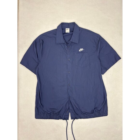 Nike Other - Nike Club Men's Oxford Short Sleeve Button Down Shirt Drawstring Navy Blue L